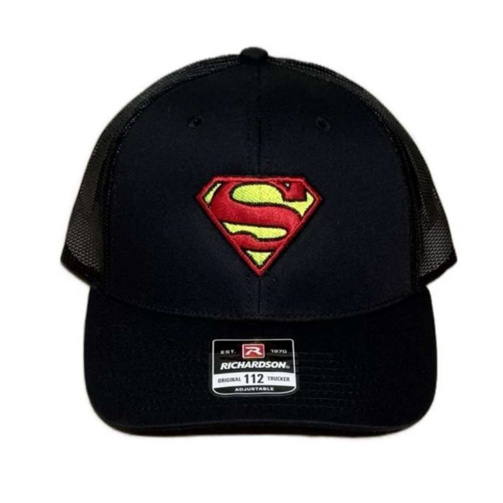 The Super Man direct embroidered curved bill, mesh backing, snapback, hat,
